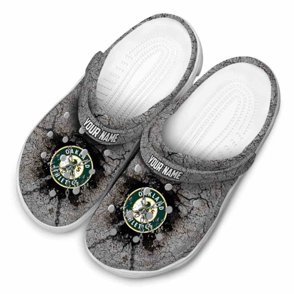 Customized Oakland Athletics Cracked Ground Texture Crocs Trendy