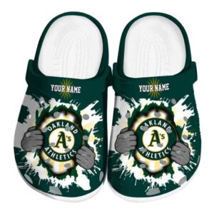 Customized Oakland Athletics Gripping Hand Crocs Best selling