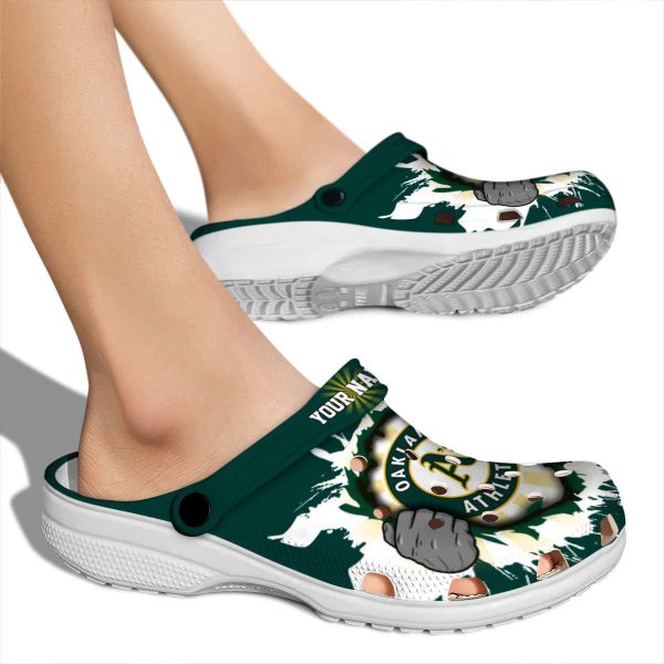 Customized Oakland Athletics Gripping Hand Crocs High quality