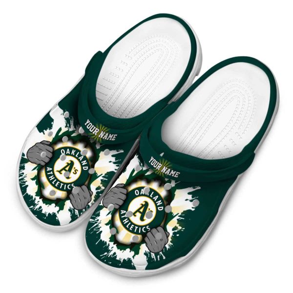 Customized Oakland Athletics Gripping Hand Crocs Trendy