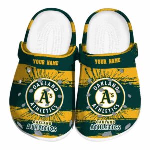Customized Oakland Athletics Paint Splatter Graphics Crocs Best selling