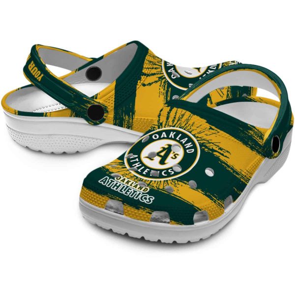 Customized Oakland Athletics Paint Splatter Graphics Crocs Latest Model
