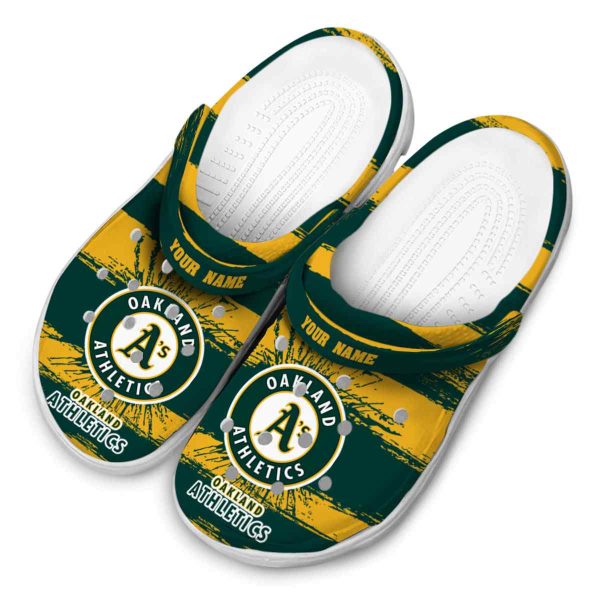 Customized Oakland Athletics Paint Splatter Graphics Crocs Trendy
