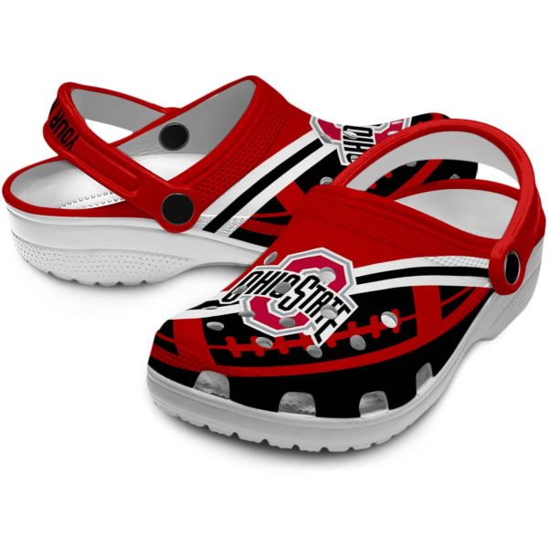 Customized Ohio State Buckeyes Football Motif Crocs Latest Model