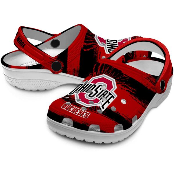 Customized Ohio State Buckeyes Paint Splatter Graphics Crocs Latest Model