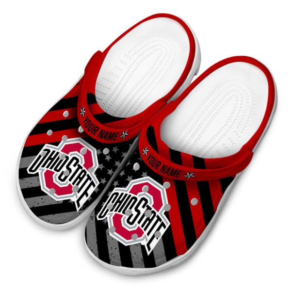 Customized Ohio State Buckeyes Star Spangled Graphic Crocs Trendy
