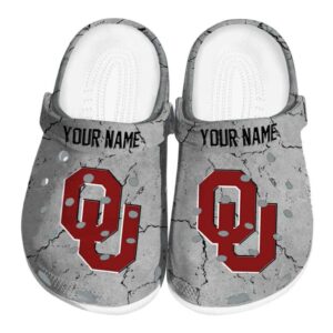 Customized Oklahoma Sooners Cracked Texture Crocs Best selling