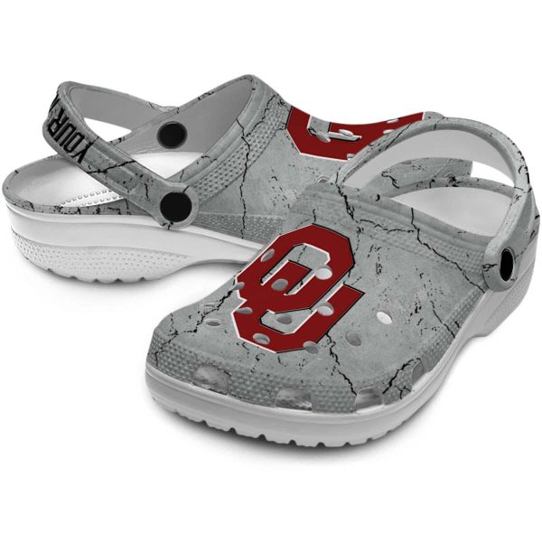 Customized Oklahoma Sooners Cracked Texture Crocs Latest Model