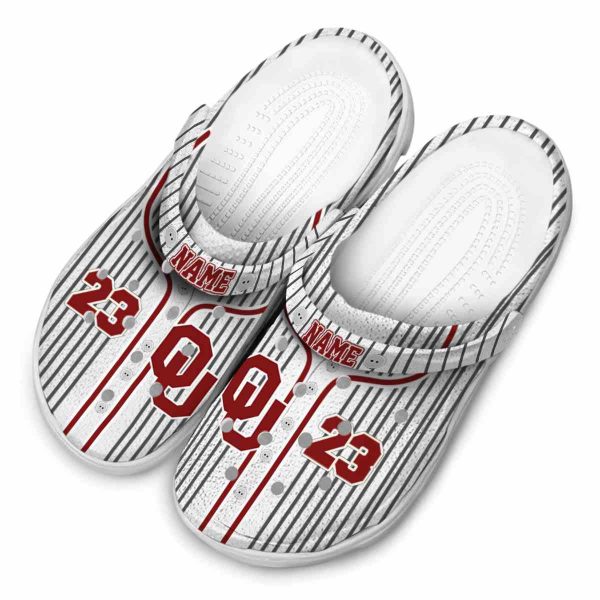 Customized Oklahoma Sooners Pinstripe Pattern Crocs Trendy