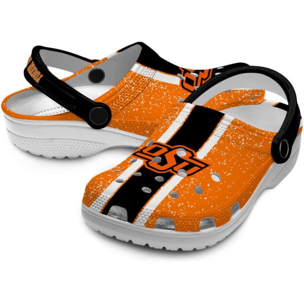 Customized Oklahoma State Cowboys Vertical Stripes Crocs Latest Model
