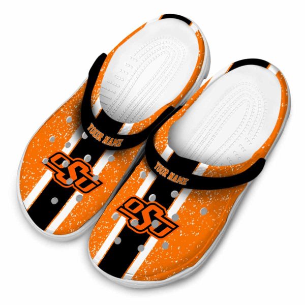 Customized Oklahoma State Cowboys Vertical Stripes Crocs Trendy