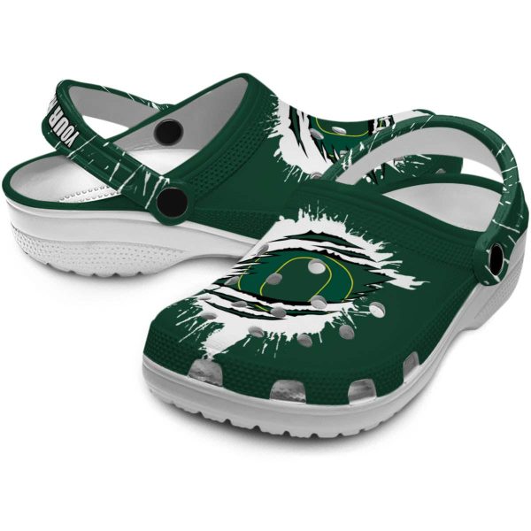 Customized Oregon Ducks Splash Motif Background Crocs Latest Model