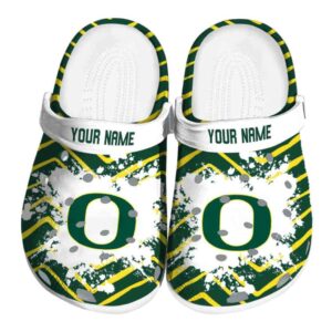 Customized Oregon Ducks Zigzag Paint Burst Crocs Best selling