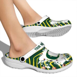 Customized Oregon Ducks Zigzag Paint Burst Crocs High quality