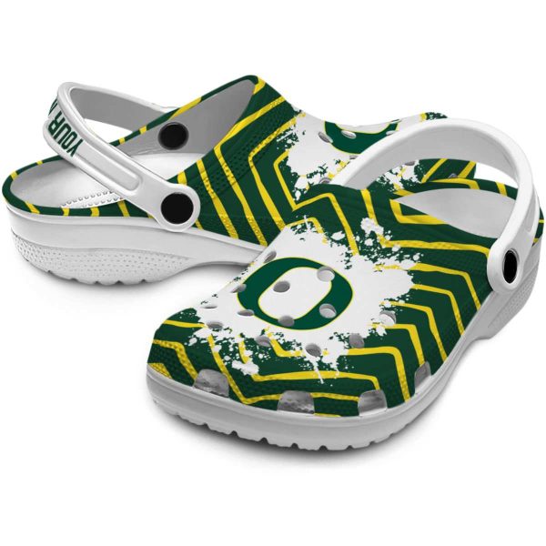 Customized Oregon Ducks Zigzag Paint Burst Crocs Latest Model