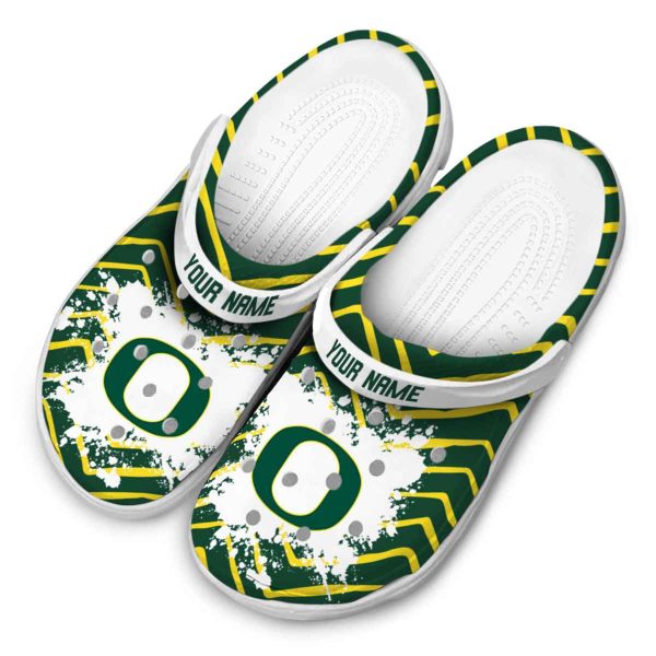 Customized Oregon Ducks Zigzag Paint Burst Crocs Trendy