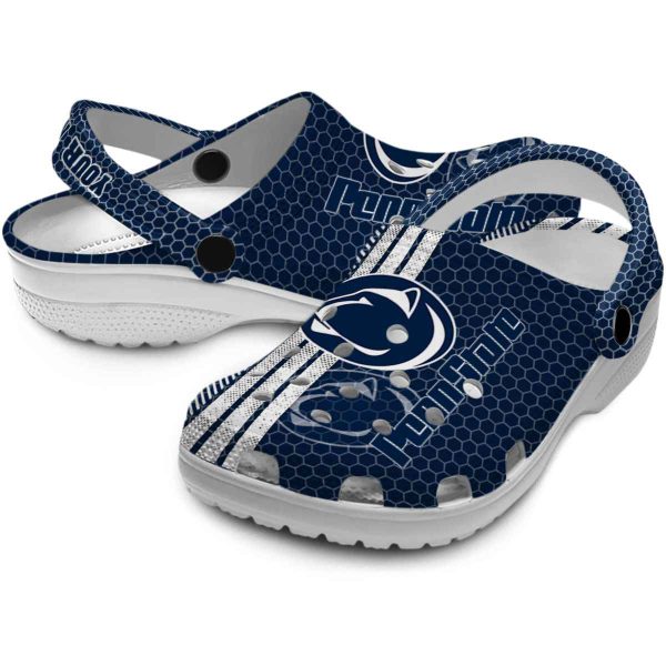 Customized Penn State Nittany Lions Contrasting Stripes Crocs Latest Model