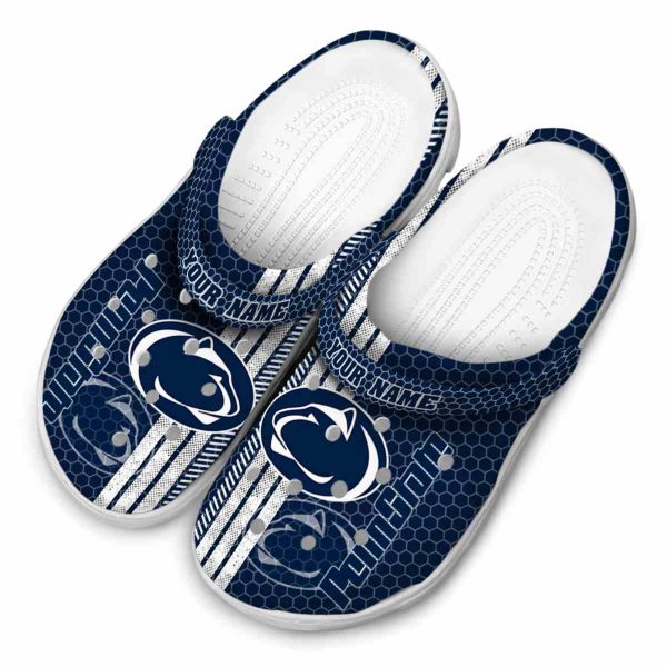 Customized Penn State Nittany Lions Contrasting Stripes Crocs Trendy