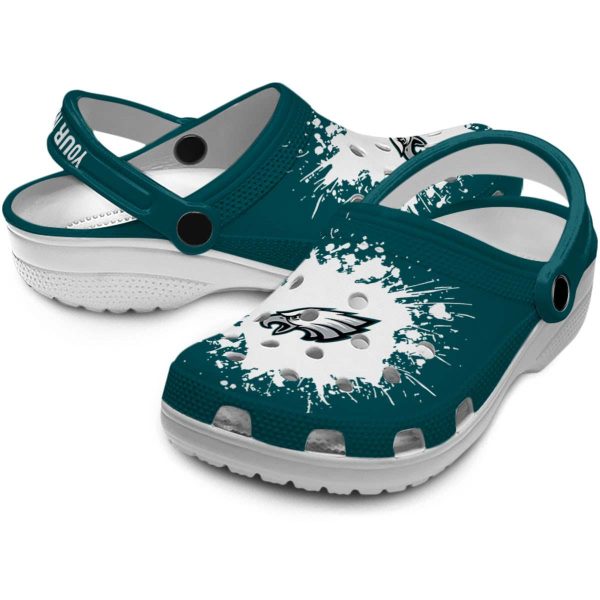 Customized Philadelphia Eagles Splatter Background Crocs Latest Model