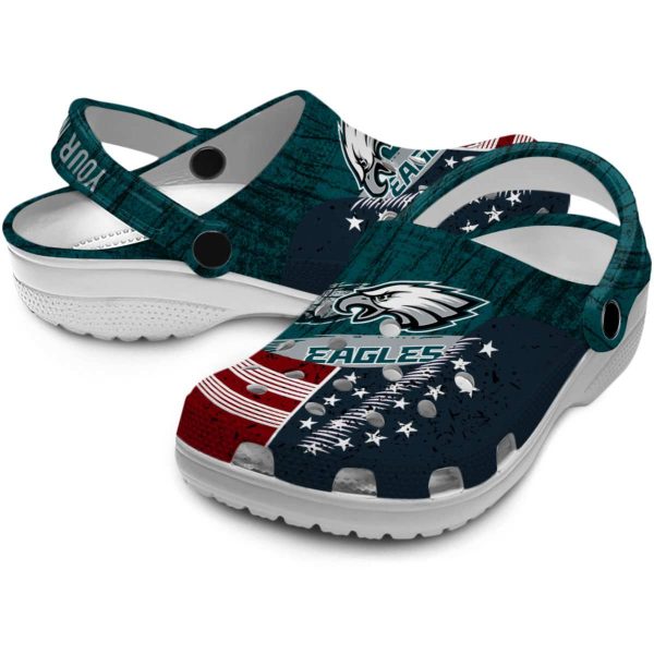 Customized Philadelphia Eagles Star Spangled Side Pattern Crocs Latest Model