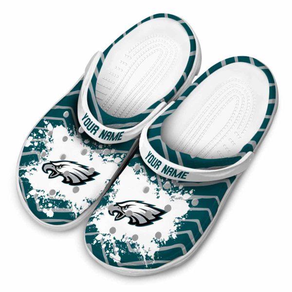 Customized Philadelphia Eagles Zigzag Paint Burst Crocs Trendy