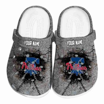 Customized Philadelphia Phillies Cracked Ground Texture Crocs Best selling