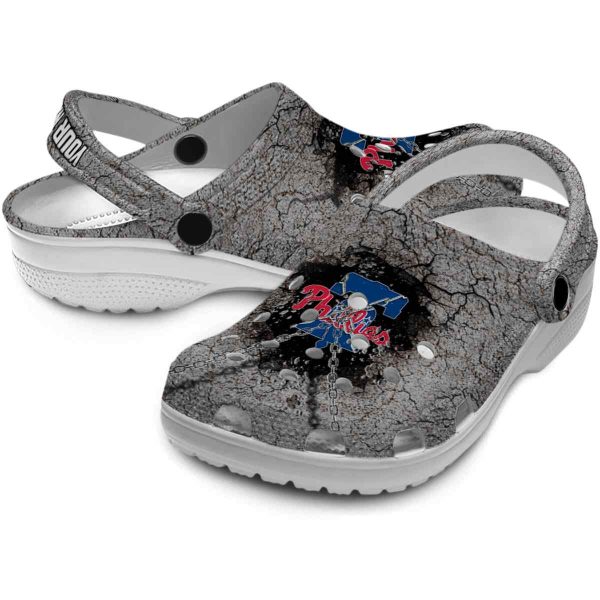 Customized Philadelphia Phillies Cracked Ground Texture Crocs Latest Model