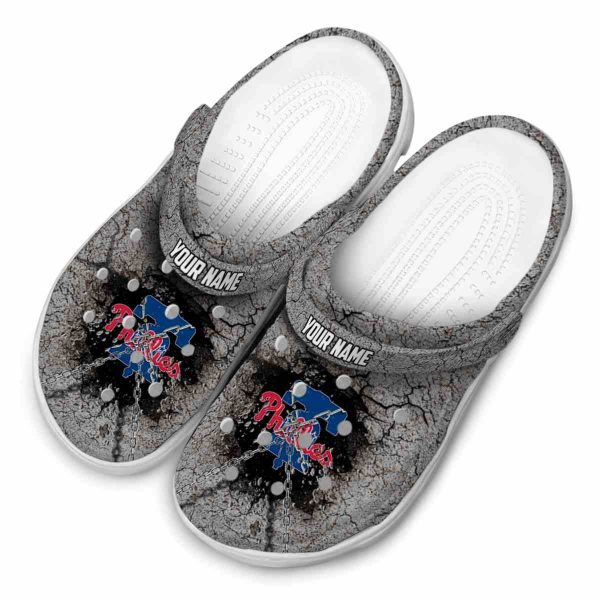 Customized Philadelphia Phillies Cracked Ground Texture Crocs Trendy