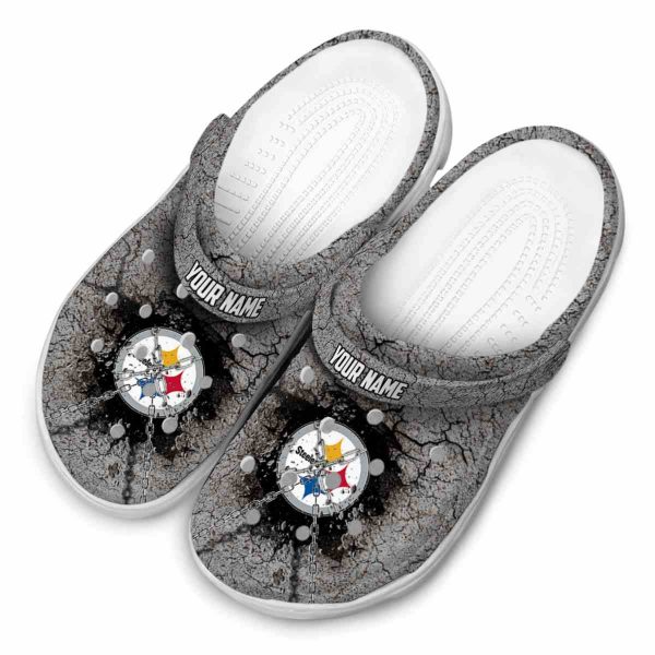 Customized Pittsburgh Steelers Cracked Ground Texture Crocs Trendy