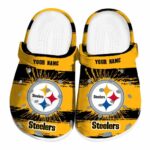 Customized Pittsburgh Steelers Paint Splatter Graphics Crocs Best selling