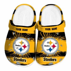 Customized Pittsburgh Steelers Paint Splatter Graphics Crocs Best selling