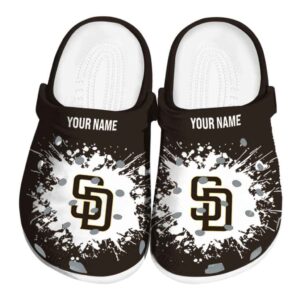 Customized San Diego Padres Splatter Background Crocs Best selling