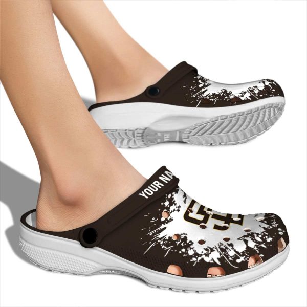 Customized San Diego Padres Splatter Background Crocs High quality