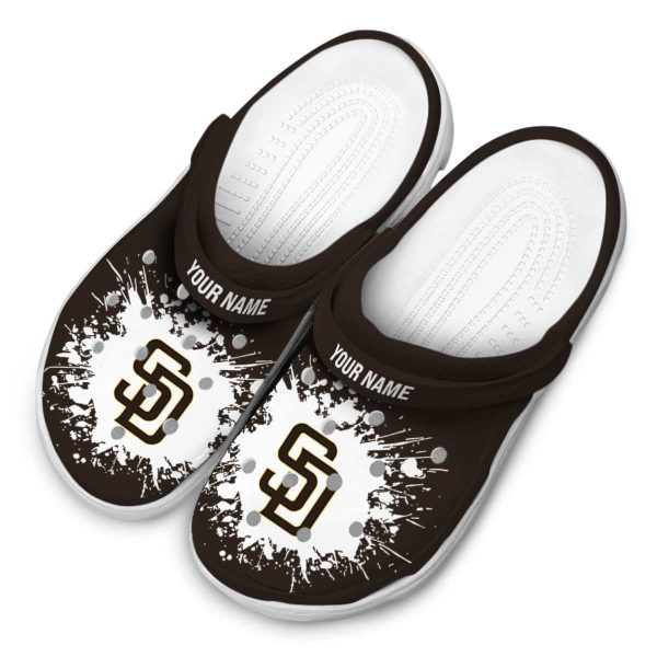 Customized San Diego Padres Splatter Background Crocs Trendy