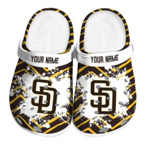 Customized San Diego Padres Zigzag Paint Burst Crocs Best selling