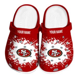 Customized San Francisco 49ers Splatter Background Crocs Best selling