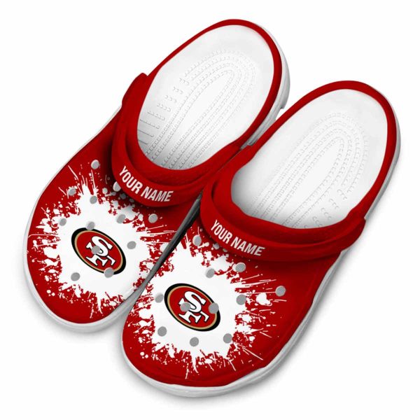 Customized San Francisco 49ers Splatter Background Crocs Trendy