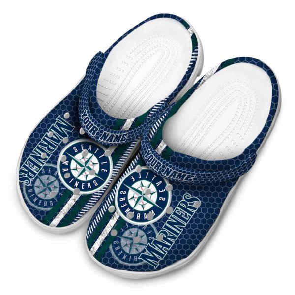 Customized Seattle Mariners Contrasting Stripes Crocs Trendy