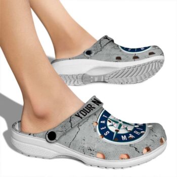 Customized Seattle Mariners Cracked Texture Crocs High quality