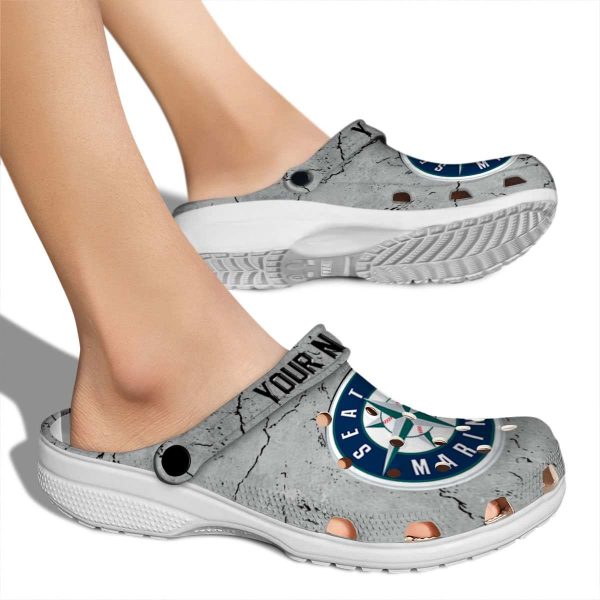 Customized Seattle Mariners Cracked Texture Crocs High quality