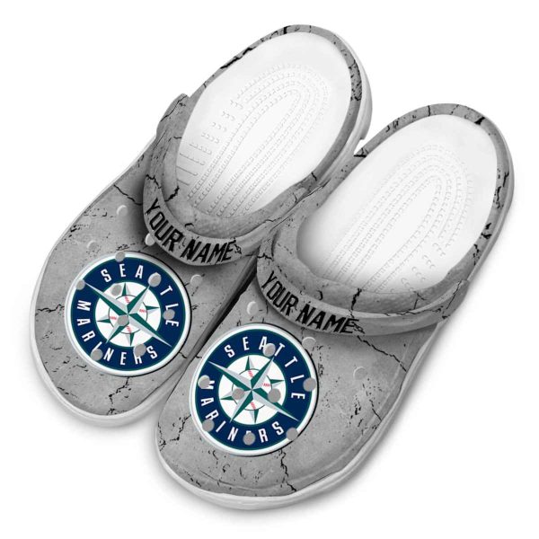 Customized Seattle Mariners Cracked Texture Crocs Trendy