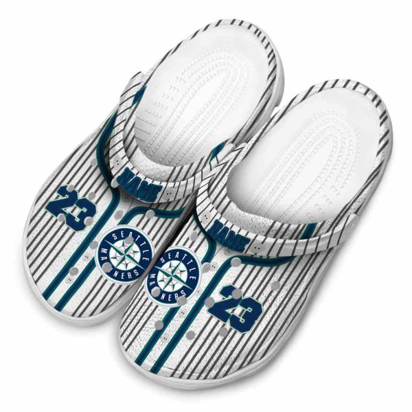 Customized Seattle Mariners Pinstripe Pattern Crocs Trendy