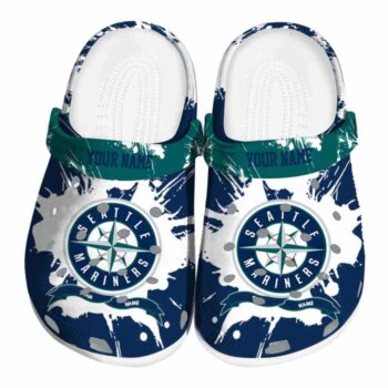 Customized Seattle Mariners Splatter Pattern Crocs Best selling