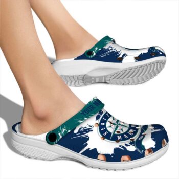 Customized Seattle Mariners Splatter Pattern Crocs High quality