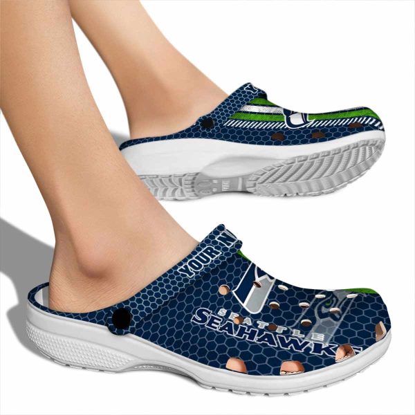 Customized Seattle Seahawks Contrasting Stripes Crocs High quality