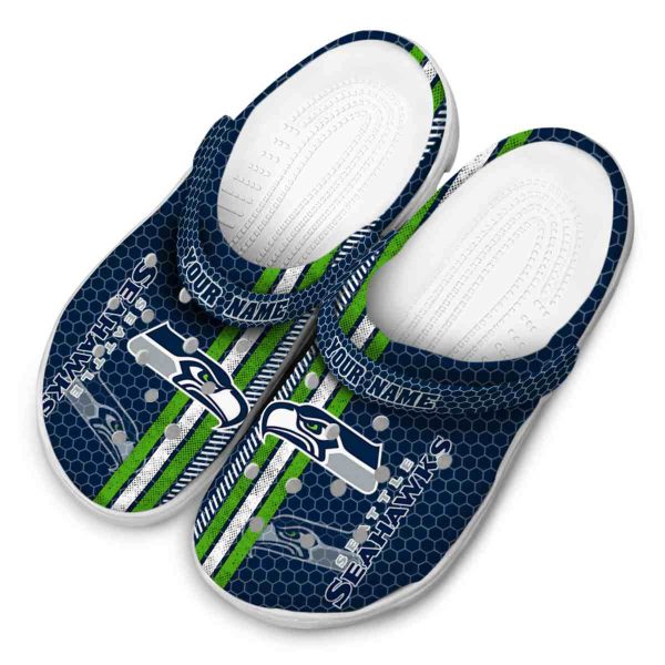 Customized Seattle Seahawks Contrasting Stripes Crocs Trendy