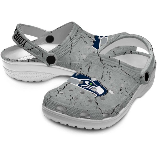 Customized Seattle Seahawks Cracked Texture Crocs Latest Model