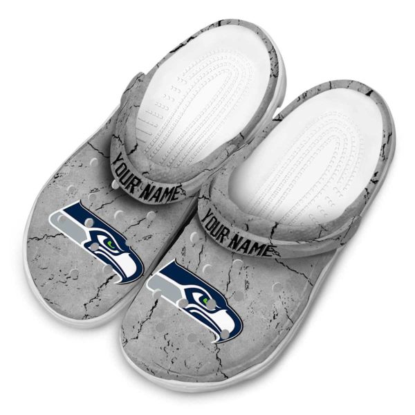 Customized Seattle Seahawks Cracked Texture Crocs Trendy