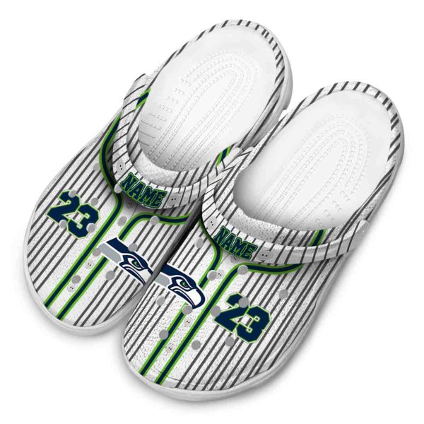 Customized Seattle Seahawks Pinstripe Pattern Crocs Trendy