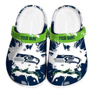 Customized Seattle Seahawks Splatter Pattern Crocs Best selling